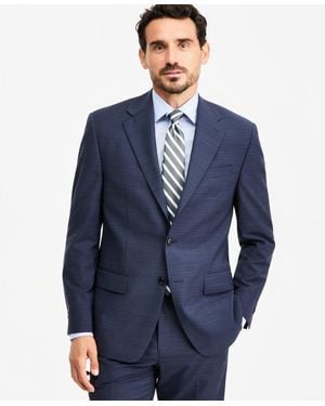 Michael Kors Classic-fit Wool-blend Stretch Plaid Suit Separate Jacket - Blue