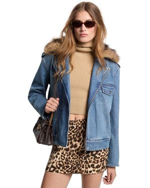 Michael Kors Oversized Moto Denim Jacket - Blue