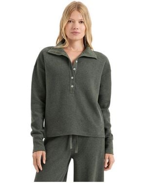 Pact Plus Size Luxe Waffle-knit Long-sleeve Henley - Green