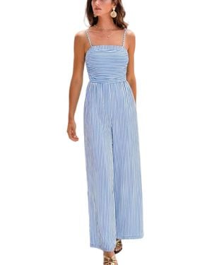CUPSHE Feeling Inspired Striped Jumpsuit - Blue