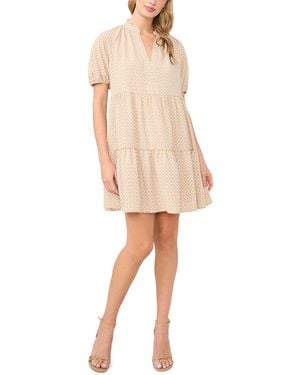 Cece Short-sleeve V-neck Babydoll Dress - Natural