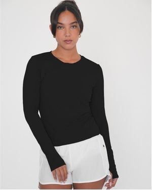 Rebody Active Raya Mid Length Compression Nylon Long Sleeve Top - Black