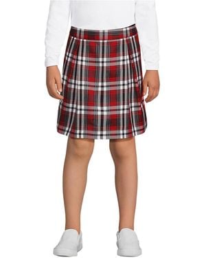 Lands' End Big Girls School Uniform Plaid Skort Top Of Knee - Red