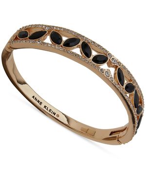 Anne Klein Boxed Gold-tone Crystal Hinge Bangle Bracelet - Brown