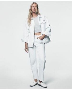 DKNY Denim Oversized Trucker Jacket Classic High Rise Straight Leg Jeans - White