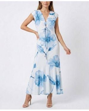 Taylor V Neck Fit Flare Dress - Blue