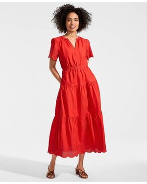 Lands' End Tiered Cotton Poplin Eyelet Maxi Dress