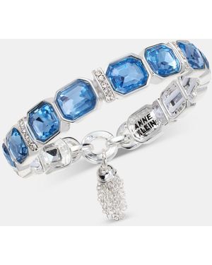 Anne Klein Pave Bar & Emerald-cut Stone Stretch Bracelet - Blue