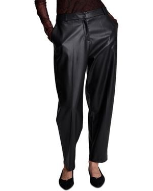 Kenneth Cole Faux Leather High-rise Cropped Ankle Pants - Black