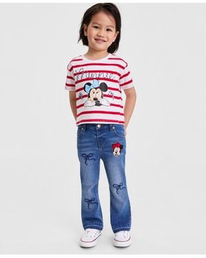 Disney Girls' 2t-6x Minnie Mouse T-shirt And Flare Denim Pants - Blue