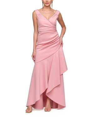 JS Collections V-neck Marla High Low Gown - Pink