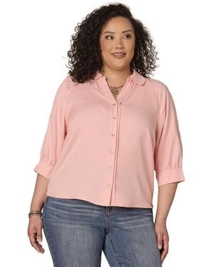 Democracy Plus Size Scallop Edge Detail Shirt - Pink