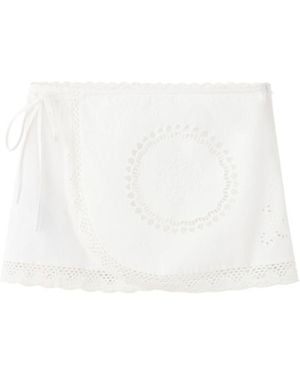 Mango Openwork-embroidery Mini Low-waist Cotton Skirt - White