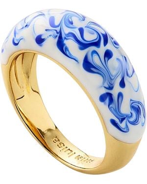Ana Luisa Wrenley Marble Blue -plated Enamel Ring