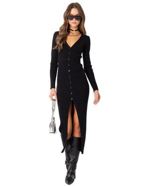 Edikted Knitted Maxi Dress With Buttons - White