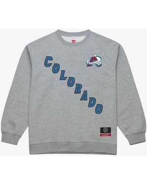Mitchell & Ness Colorado Avalanche Core Wordmark Crewneck Graphic Sweatshirt - Gray