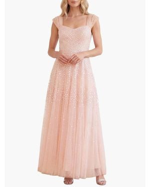 Needle & Thread Sunrise Sequin Sweetheart Ankle Gown - Pink