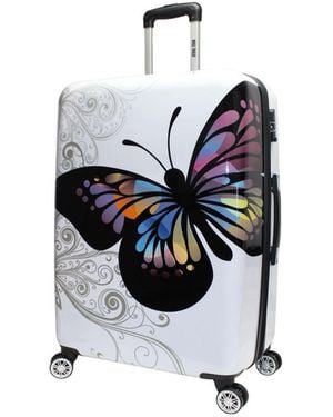 World Traveler 26-inch Hardside Medium Checked Expandable Spinner luggage - White