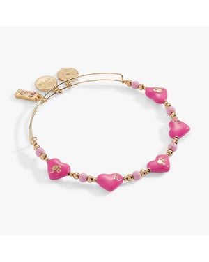 ALEX AND ANI Barbie Logo Heart Beaded Bangle Bracelet - Pink