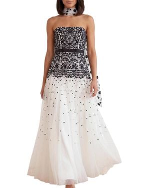 Needle & Thread Romantic Lace Strapless Ball Gown - White