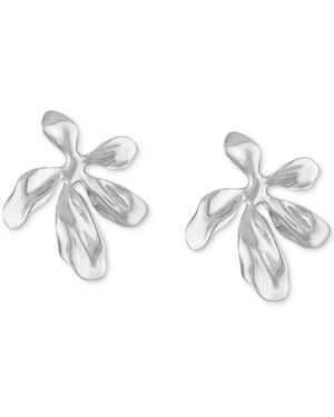 BEN ONI Stainless Steel Sculptural Flower Drop Earrings - Metallic
