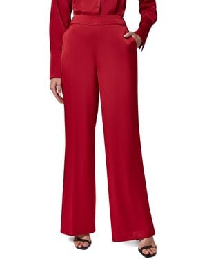 Donna Karan Petite Satin Mid-rise Wide-leg Pants - Red
