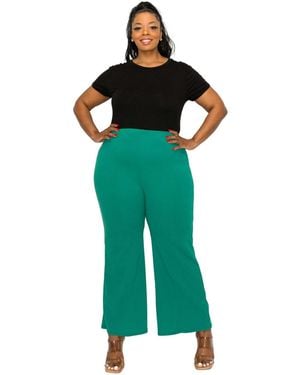 L I V D Plus Size Blake Pintuck Pants - Green