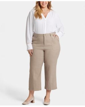 NYDJ Plus Size Wide Leg Cargo Capri Pants - Natural