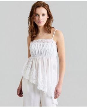 And Now This Now This Asymmetric Lace Trim Top Macys Exclusive - White