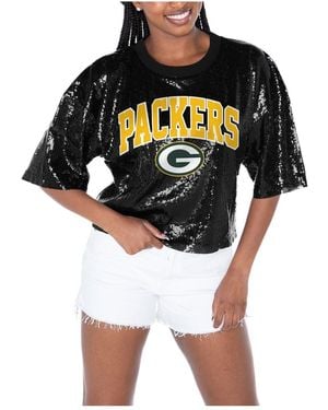 Gameday Couture Green Bay Packers Rise Up Sequin Cropped T-shirt - Black