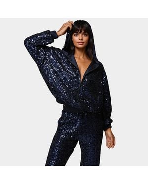 Bebe X Ciara Sequin Hoodie Jacket - Blue