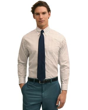 Brooks Brothers B By Check Polo Button-down Dress Shirt - Natural