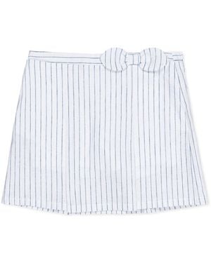 Hope & Henry Girls' Linen Pull-on Pleated Bow Skort - White