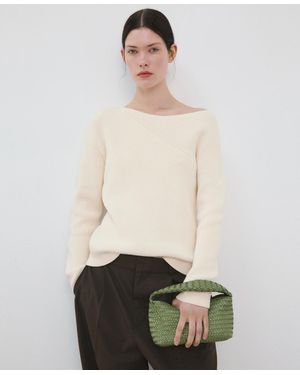 Mango Boat-neck Knitted Sweater - White