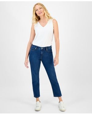 Style & Co. Petite Mid Rise Ankle Jeans - Blue