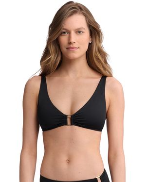 Ralph Lauren Beach Club Ring Over The Shoulder V-neck Adjustable-straps Bikini Bra - Black
