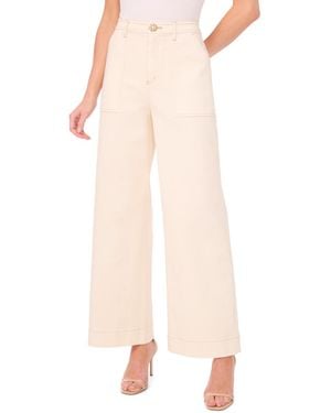 Cece Wide Leg Patch Pocket Jeans - Natural