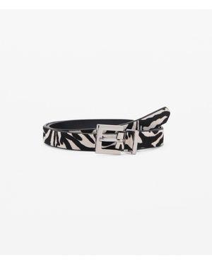 Mango Zebra-print Belt - White
