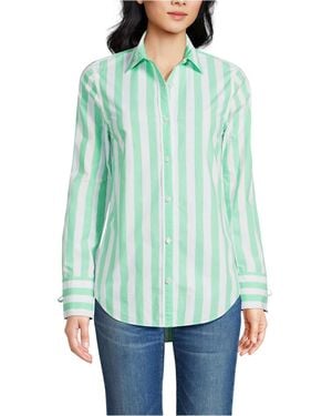 Lands' End Poplin Tie Sleeve Shirt - Green