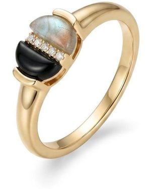 Adornia Fine 14k Plated Labradorite And Onyx Cz Split Ring - White