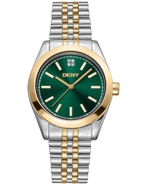 DKNY Nolita Midi Dark Green Dial Gold-two-tone Stainless Steel Bracelet Watch 32mm