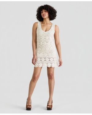 And Now This Sequin Embellished Crochet Mini Dress - White