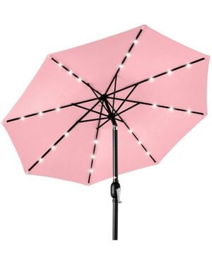 Best Choice Products 10ft Solar Led Lighted Patio Umbrella W/ Tilt Adjustment - Pink