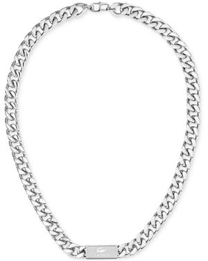 Lacoste Stainless Steel Backhand 21-1/2" Chain Necklace - Metallic
