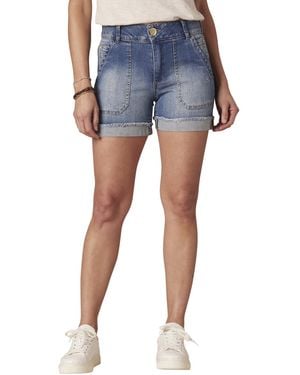 Democracy Petite Absolution Mesh Panel High-rise Shorts - Blue