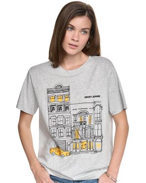 DKNY New York Downtown Logo Relaxed Graphic Cotton-blend Tee - Gray