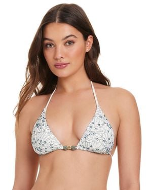 Red Carter V-neck Embroidered Bikini Top - White