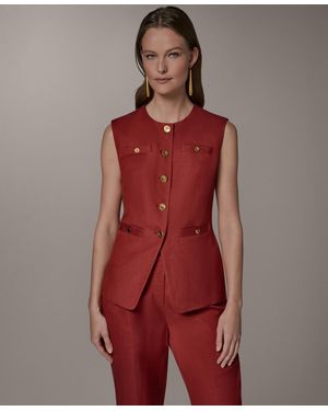 Donna Karan Crewneck Sleeveless Vest - Red