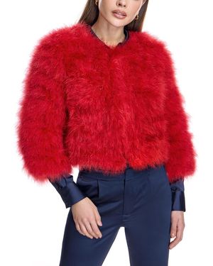Julia & Stella By Maximilian Collarless Feather Bolero - Red