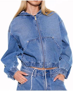 A.Brand Hooded Long-sleeve Bomber Jacket - Blue